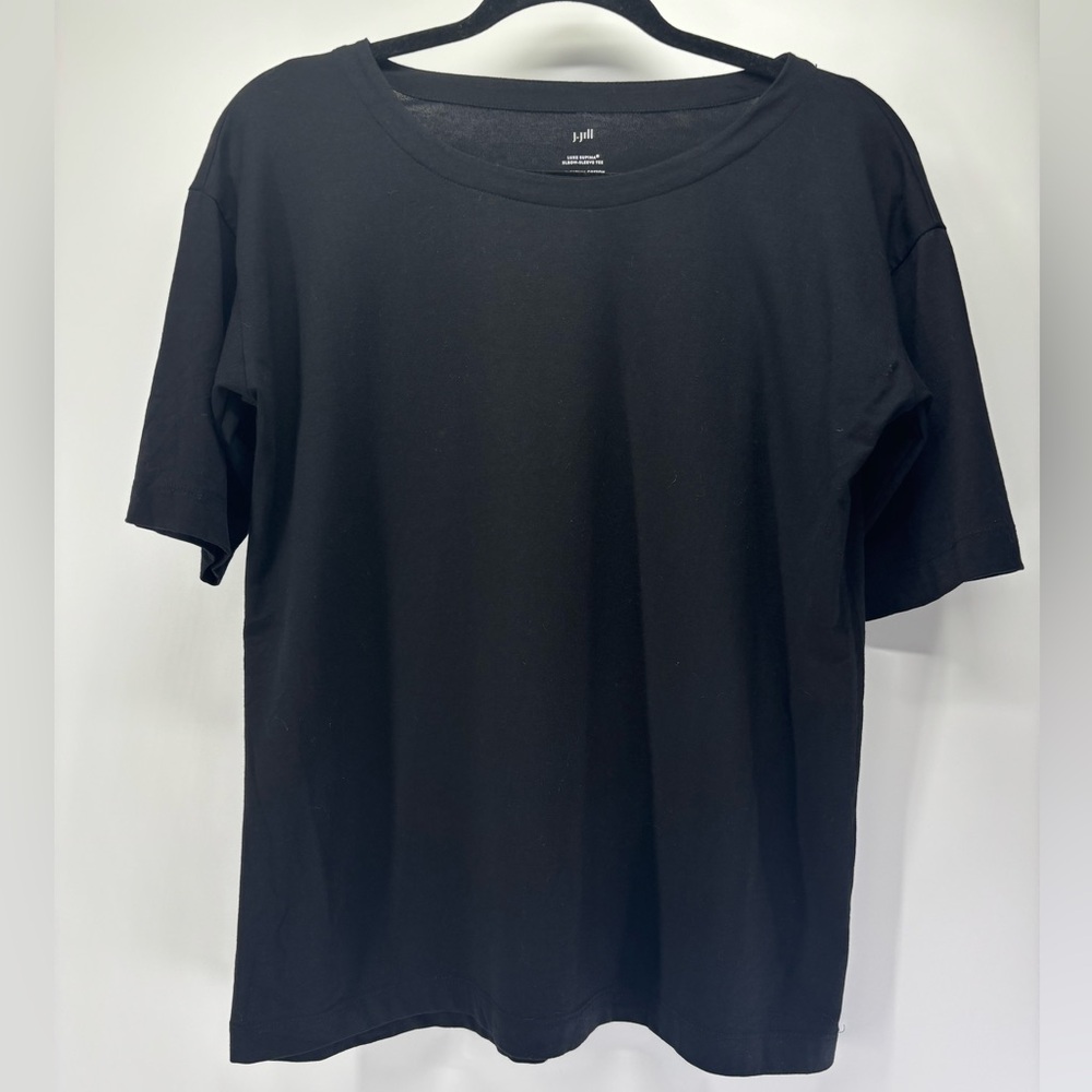 J Jill Supima Luxe elbow sleeve tshirt X Small black casual Supima Cotton
